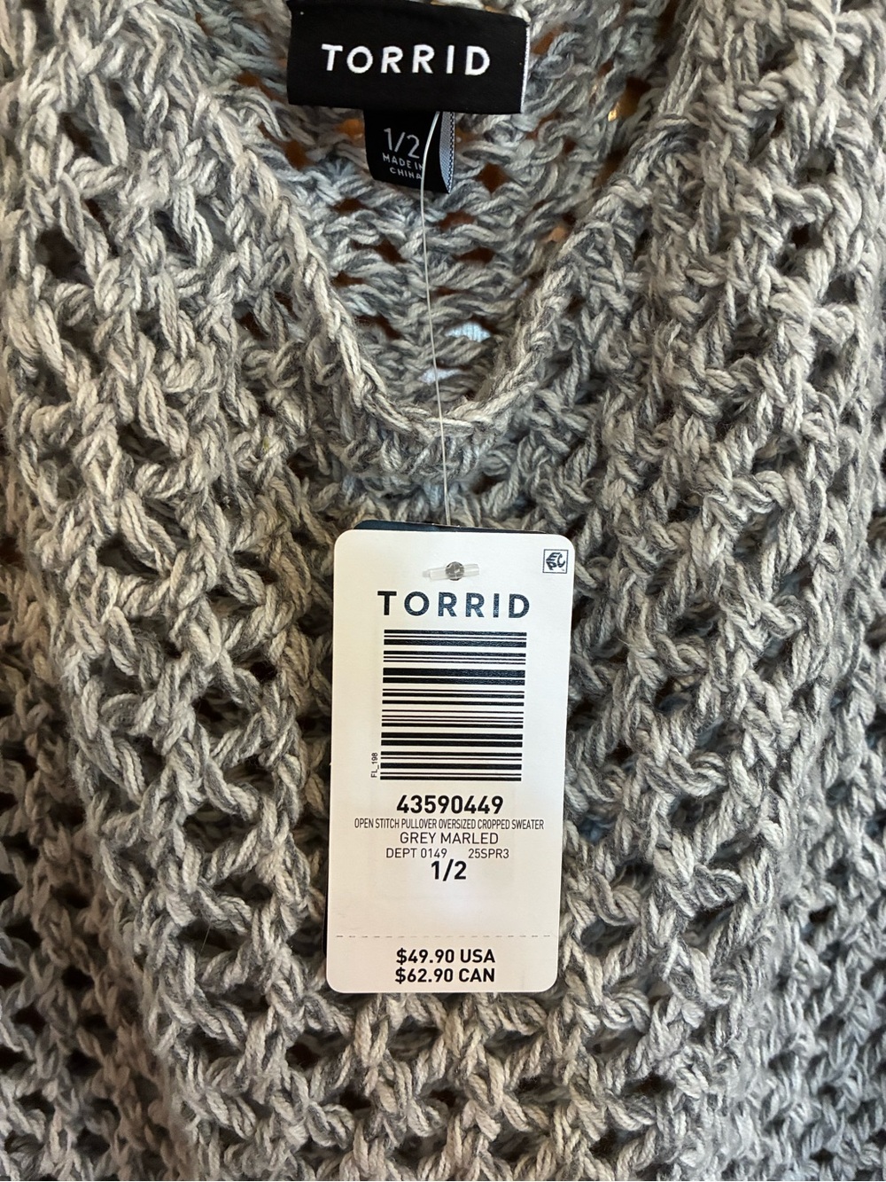 torrid Grey Marled Open-Stitch Sweater